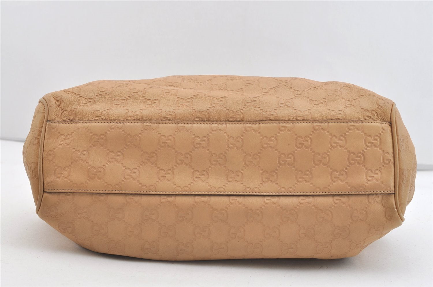 Authentic GUCCI Guccissima Sukey Shoulder Tote Bag GG Leather 211944 Beige 4034J