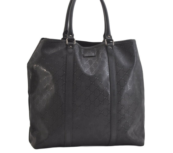 Authentic GUCCI GG Imprime Tote Shoulder Bag GG PVC Leather 223668 Black 4034K