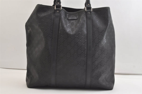 Authentic GUCCI GG Imprime Tote Shoulder Bag GG PVC Leather 223668 Black 4034K