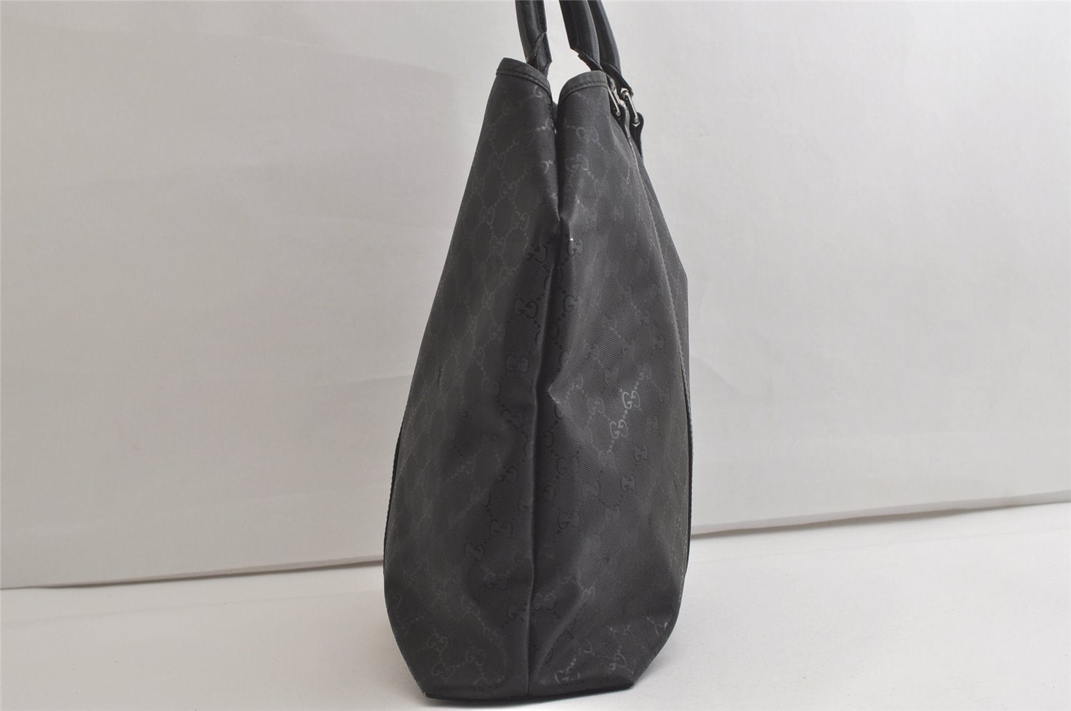 Authentic GUCCI GG Imprime Tote Shoulder Bag GG PVC Leather 223668 Black 4034K