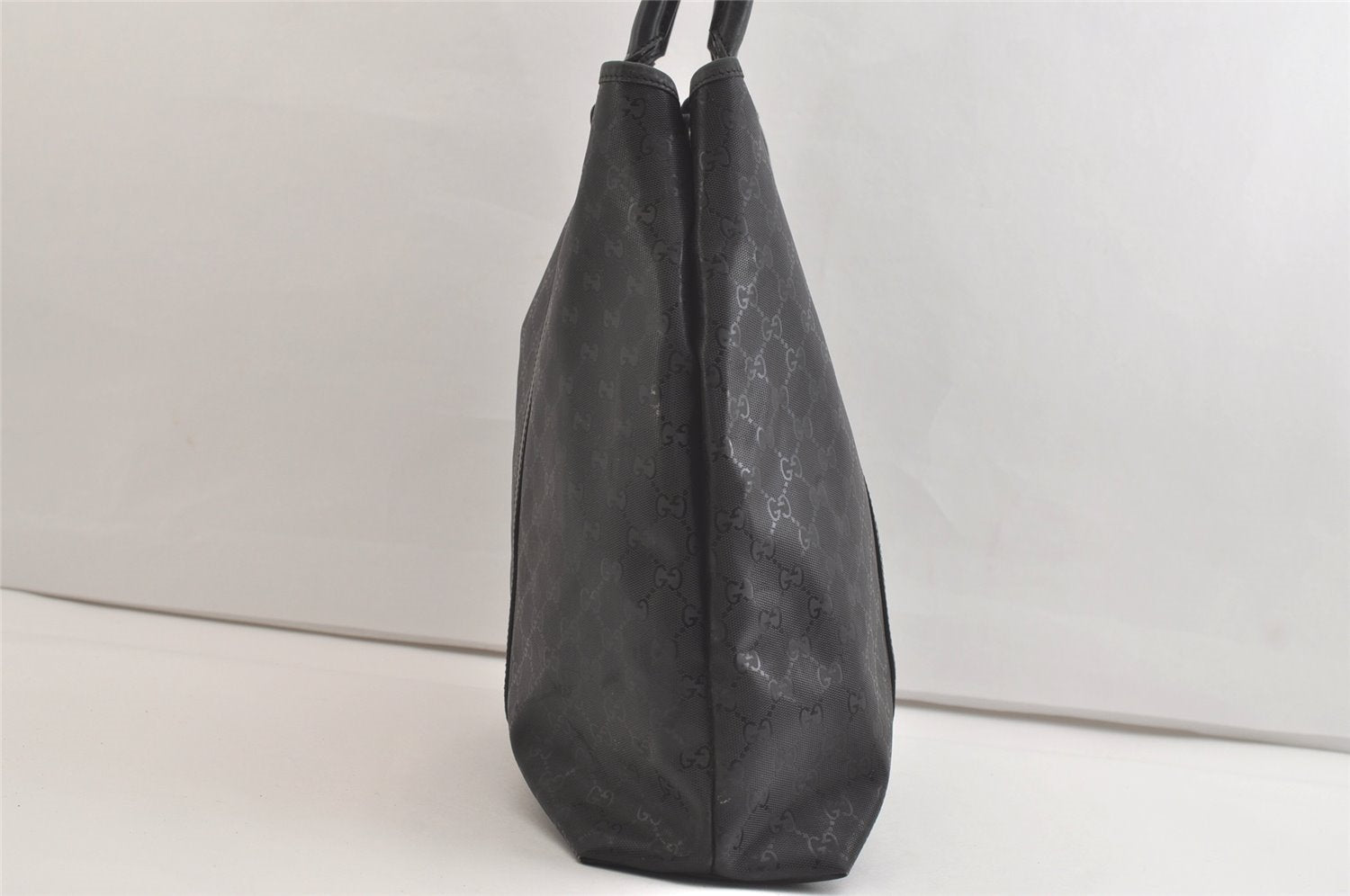 Authentic GUCCI GG Imprime Tote Shoulder Bag GG PVC Leather 223668 Black 4034K
