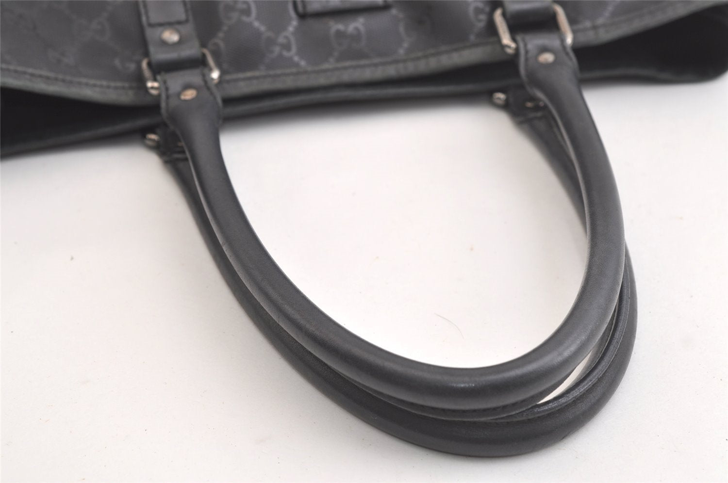 Authentic GUCCI GG Imprime Tote Shoulder Bag GG PVC Leather 223668 Black 4034K