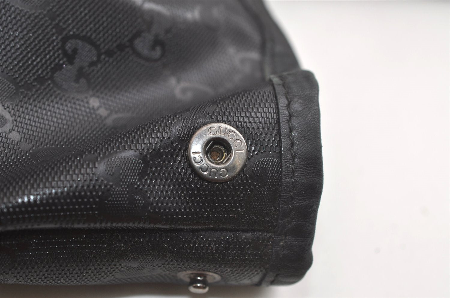 Authentic GUCCI GG Imprime Tote Shoulder Bag GG PVC Leather 223668 Black 4034K