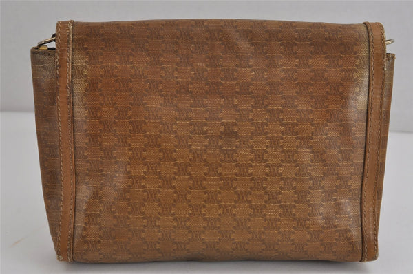 Authentic CELINE Macadam Blason 2Way Shoulder Bag PVC Leather Brown Junk 4035J