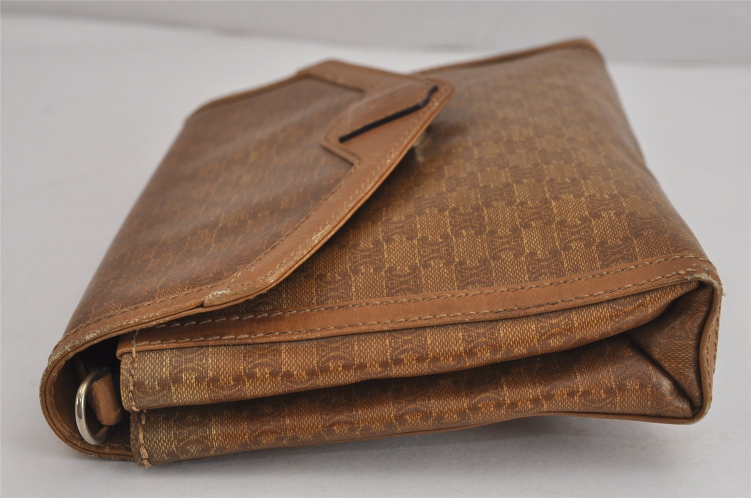 Authentic CELINE Macadam Blason 2Way Shoulder Bag PVC Leather Brown Junk 4035J