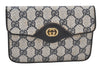 Authentic GUCCI Shoulder Clutch Bag Purse GG PVC Leather Navy Blue Junk 4035K