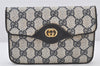 Authentic GUCCI Shoulder Clutch Bag Purse GG PVC Leather Navy Blue Junk 4035K