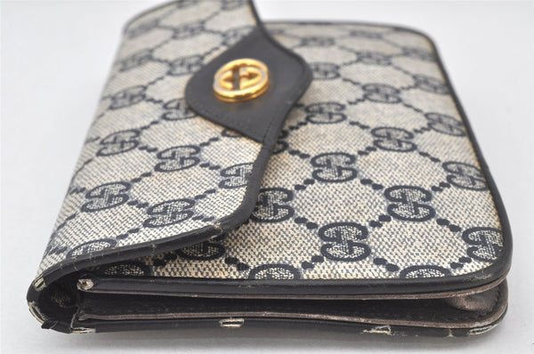 Authentic GUCCI Shoulder Clutch Bag Purse GG PVC Leather Navy Blue Junk 4035K