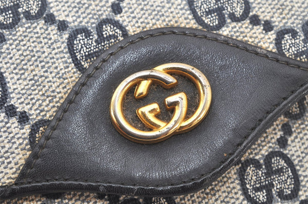 Authentic GUCCI Shoulder Clutch Bag Purse GG PVC Leather Navy Blue Junk 4035K