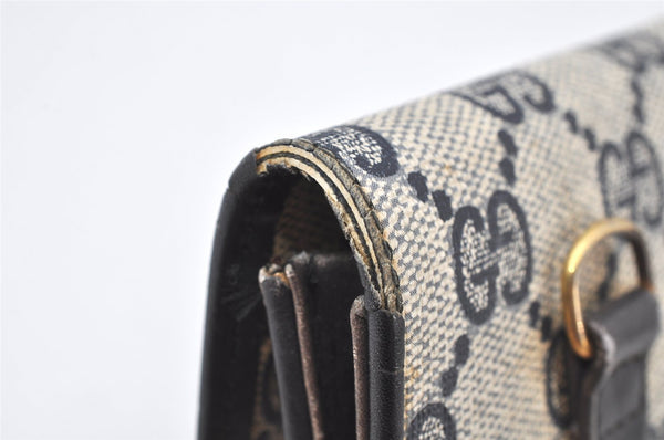 Authentic GUCCI Shoulder Clutch Bag Purse GG PVC Leather Navy Blue Junk 4035K