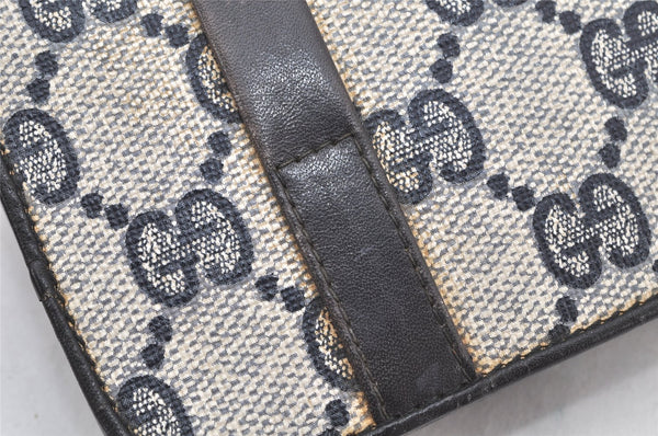 Authentic GUCCI Shoulder Clutch Bag Purse GG PVC Leather Navy Blue Junk 4035K