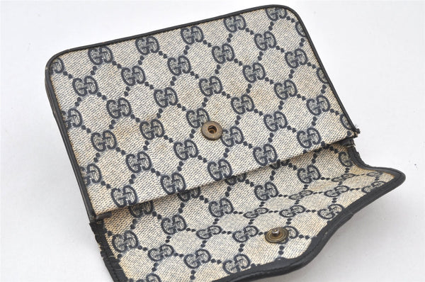 Authentic GUCCI Shoulder Clutch Bag Purse GG PVC Leather Navy Blue Junk 4035K