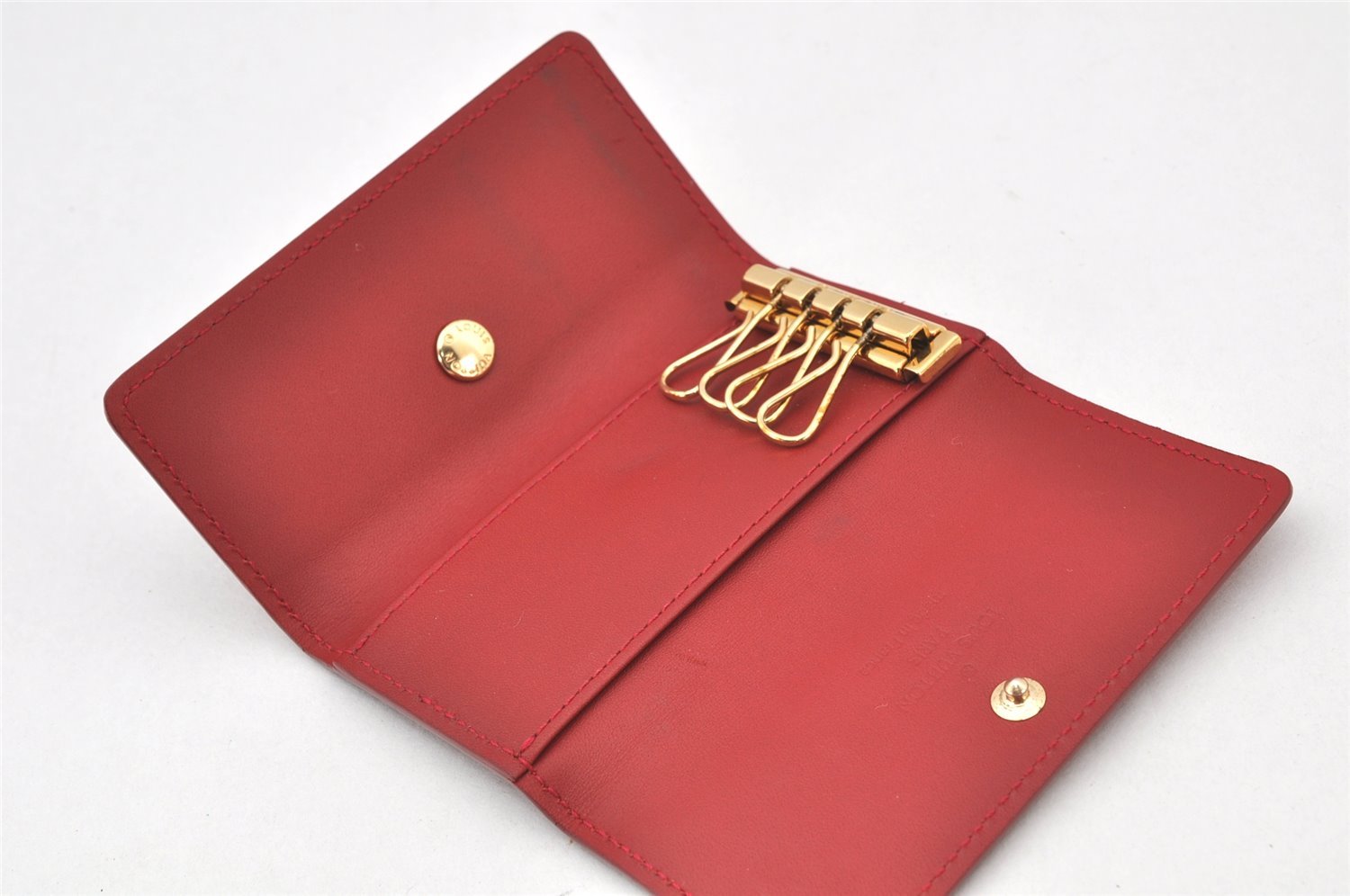 Authentic Louis Vuitton Vernis Multicles 4 Four Hooks Key Case M91976 Red 4036K