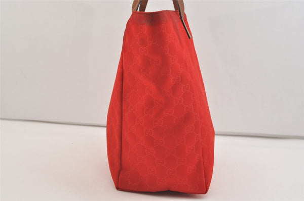 Authentic GUCCI Vintage Shoulder Tote Bag GG Nylon Leather 282439 Red 4037J