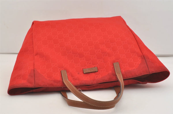 Authentic GUCCI Vintage Shoulder Tote Bag GG Nylon Leather 282439 Red 4037J