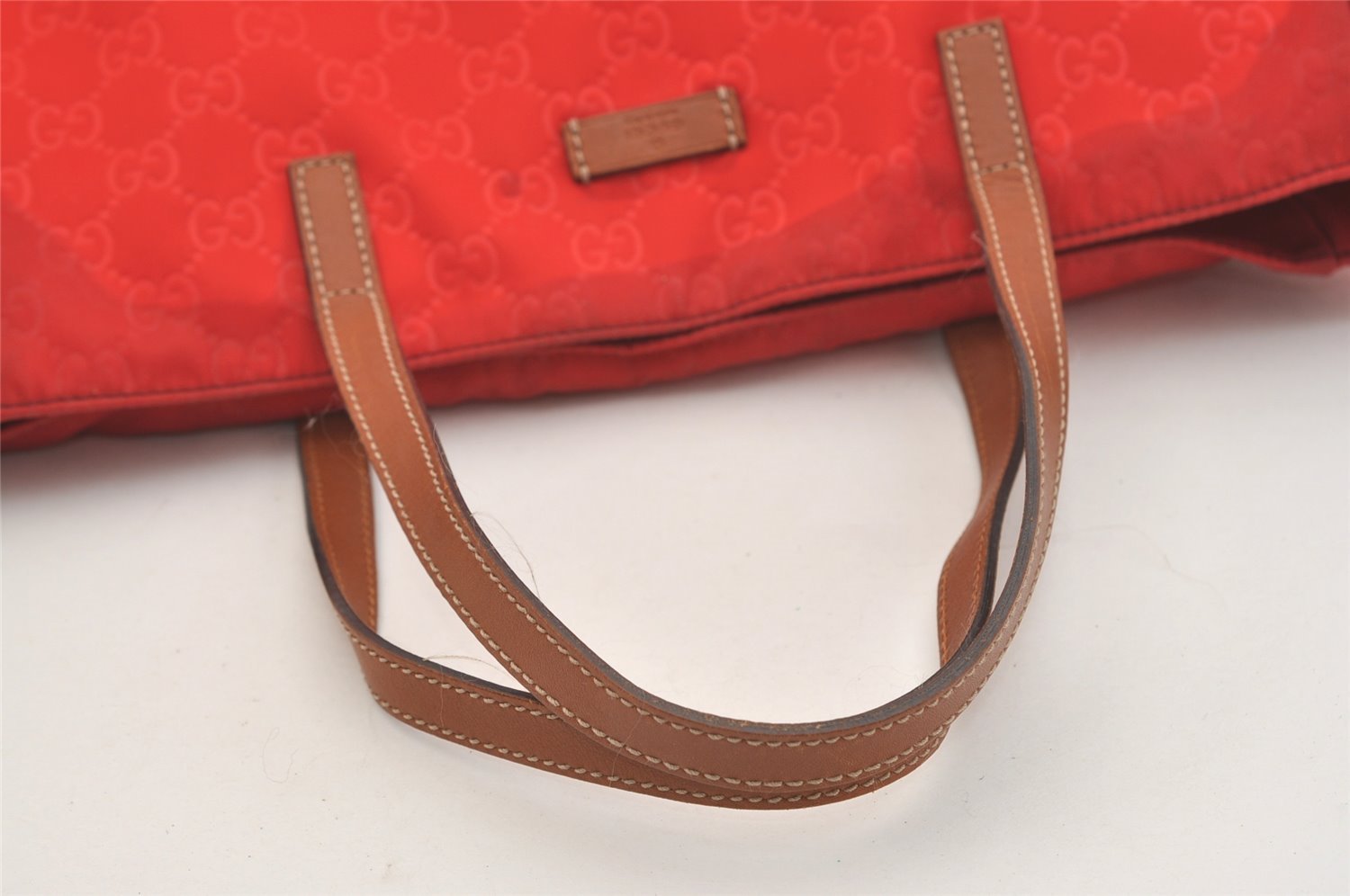 Authentic GUCCI Vintage Shoulder Tote Bag GG Nylon Leather 282439 Red 4037J
