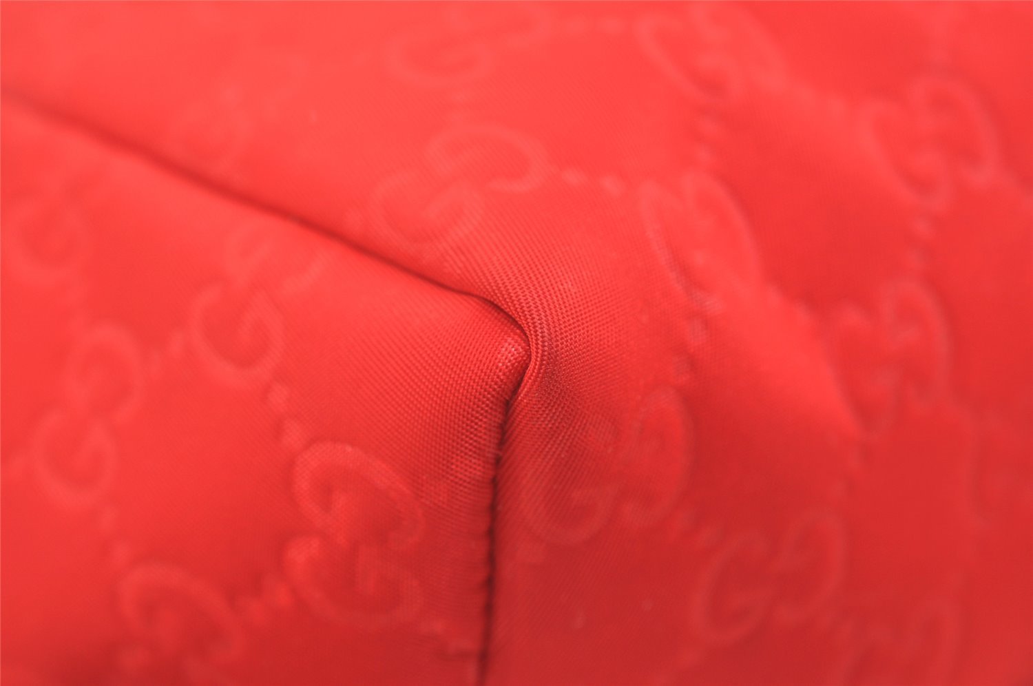 Authentic GUCCI Vintage Shoulder Tote Bag GG Nylon Leather 282439 Red 4037J