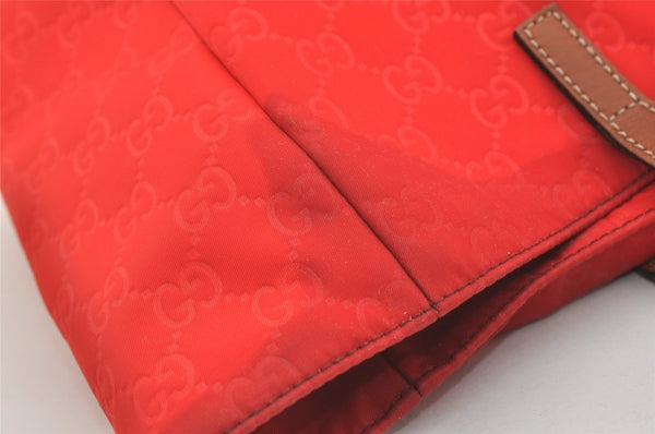 Authentic GUCCI Vintage Shoulder Tote Bag GG Nylon Leather 282439 Red 4037J