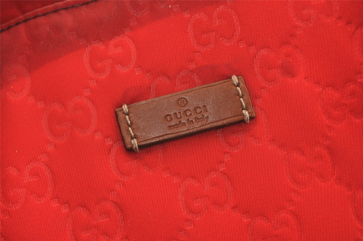 Authentic GUCCI Vintage Shoulder Tote Bag GG Nylon Leather 282439 Red 4037J