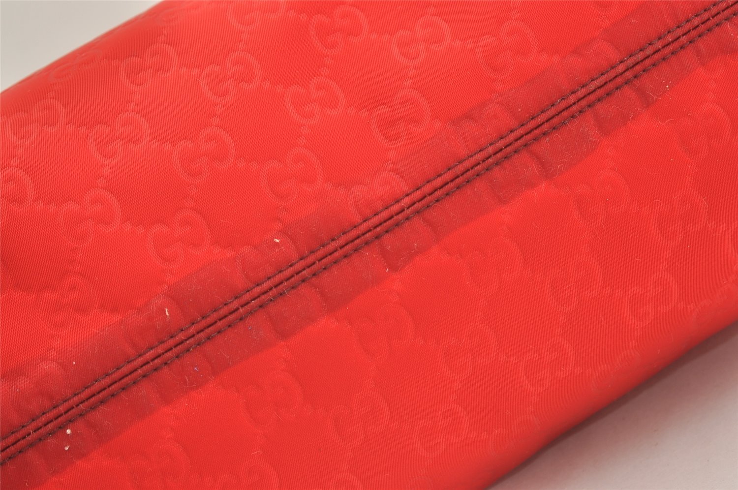 Authentic GUCCI Vintage Shoulder Tote Bag GG Nylon Leather 282439 Red 4037J