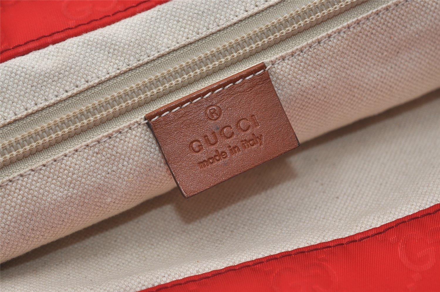 Authentic GUCCI Vintage Shoulder Tote Bag GG Nylon Leather 282439 Red 4037J