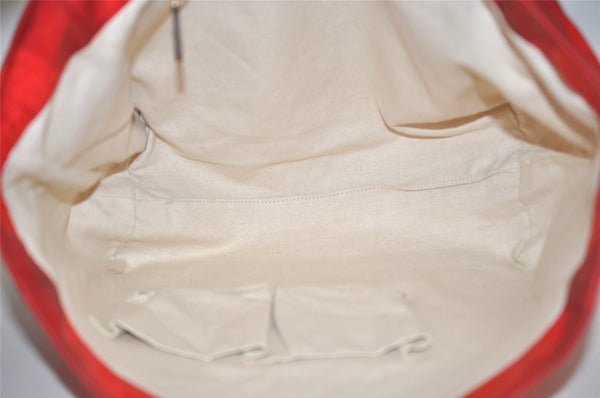 Authentic GUCCI Vintage Shoulder Tote Bag GG Nylon Leather 282439 Red 4037J