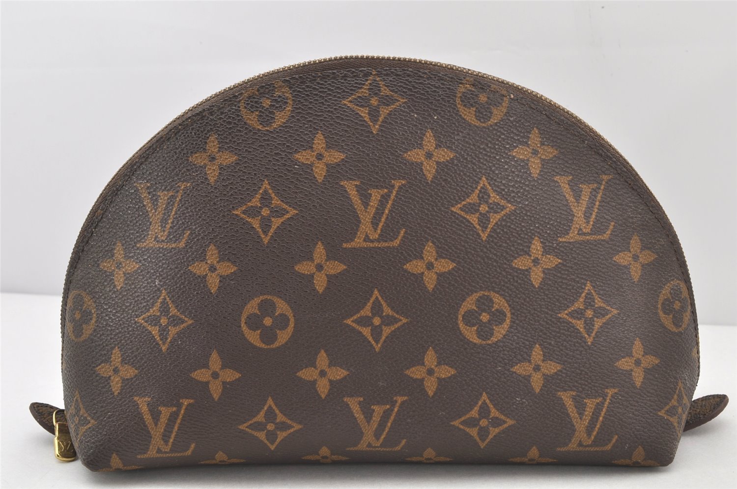 Auth Louis Vuitton Monogram Trousse Demi Ronde 23 Cosmetic Pouch LV Junk 4037K
