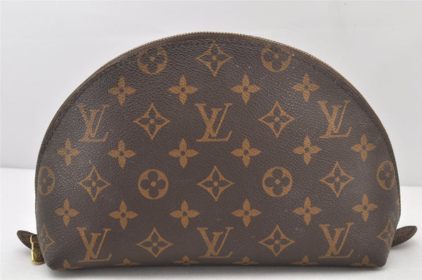 Auth Louis Vuitton Monogram Trousse Demi Ronde 23 Cosmetic Pouch LV Junk 4037K