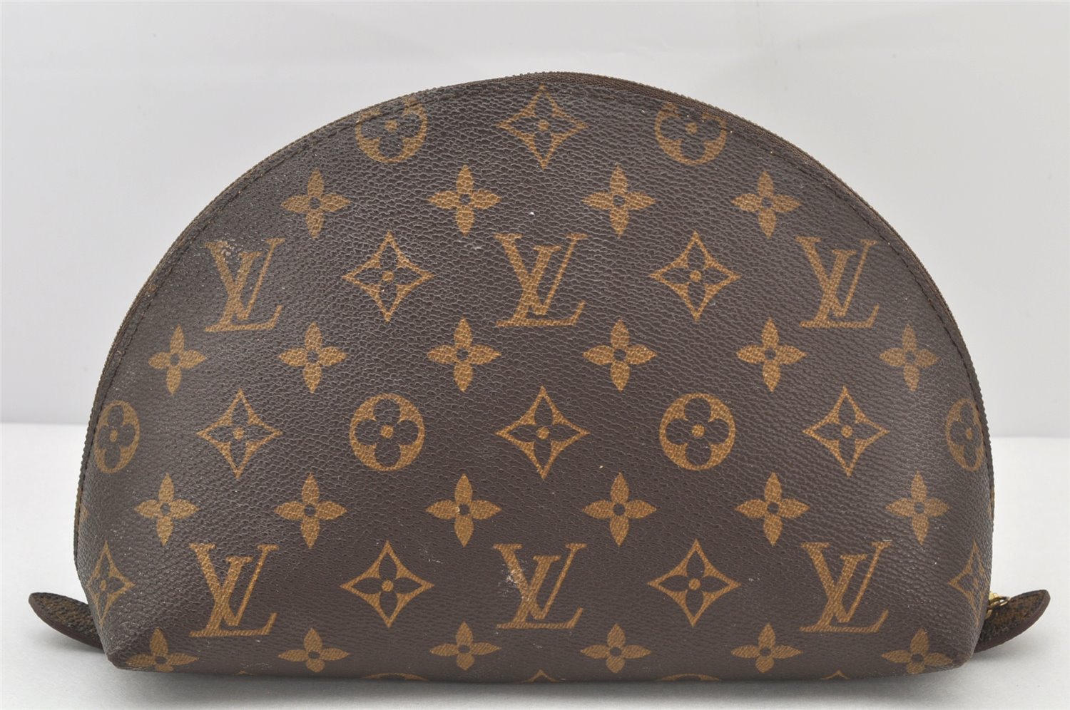 Auth Louis Vuitton Monogram Trousse Demi Ronde 23 Cosmetic Pouch LV Junk 4037K