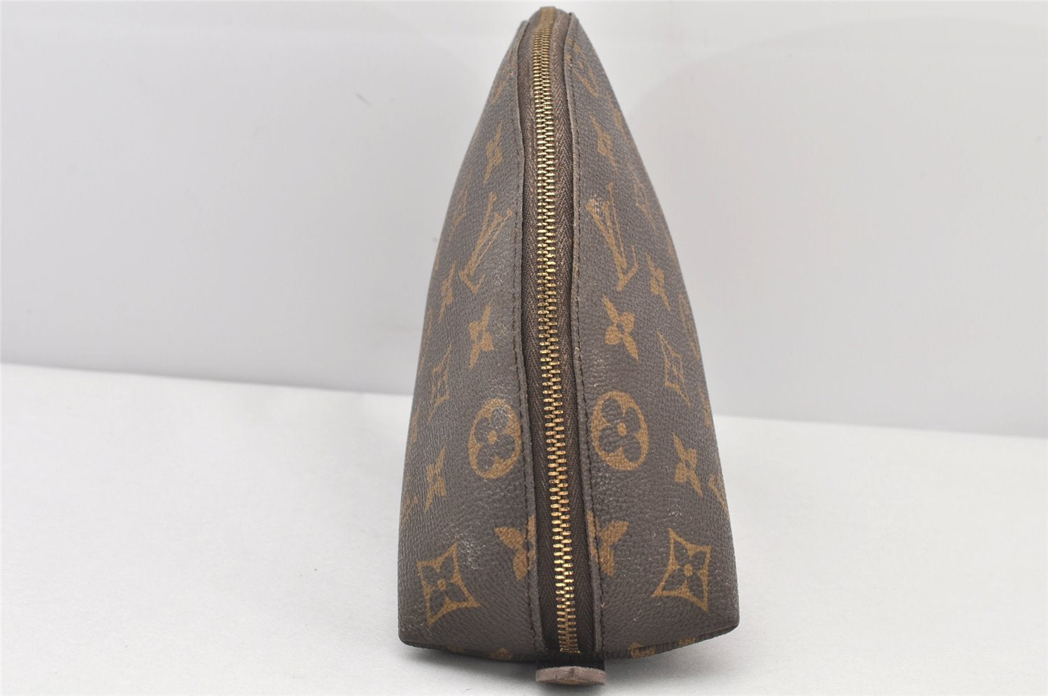 Auth Louis Vuitton Monogram Trousse Demi Ronde 23 Cosmetic Pouch LV Junk 4037K
