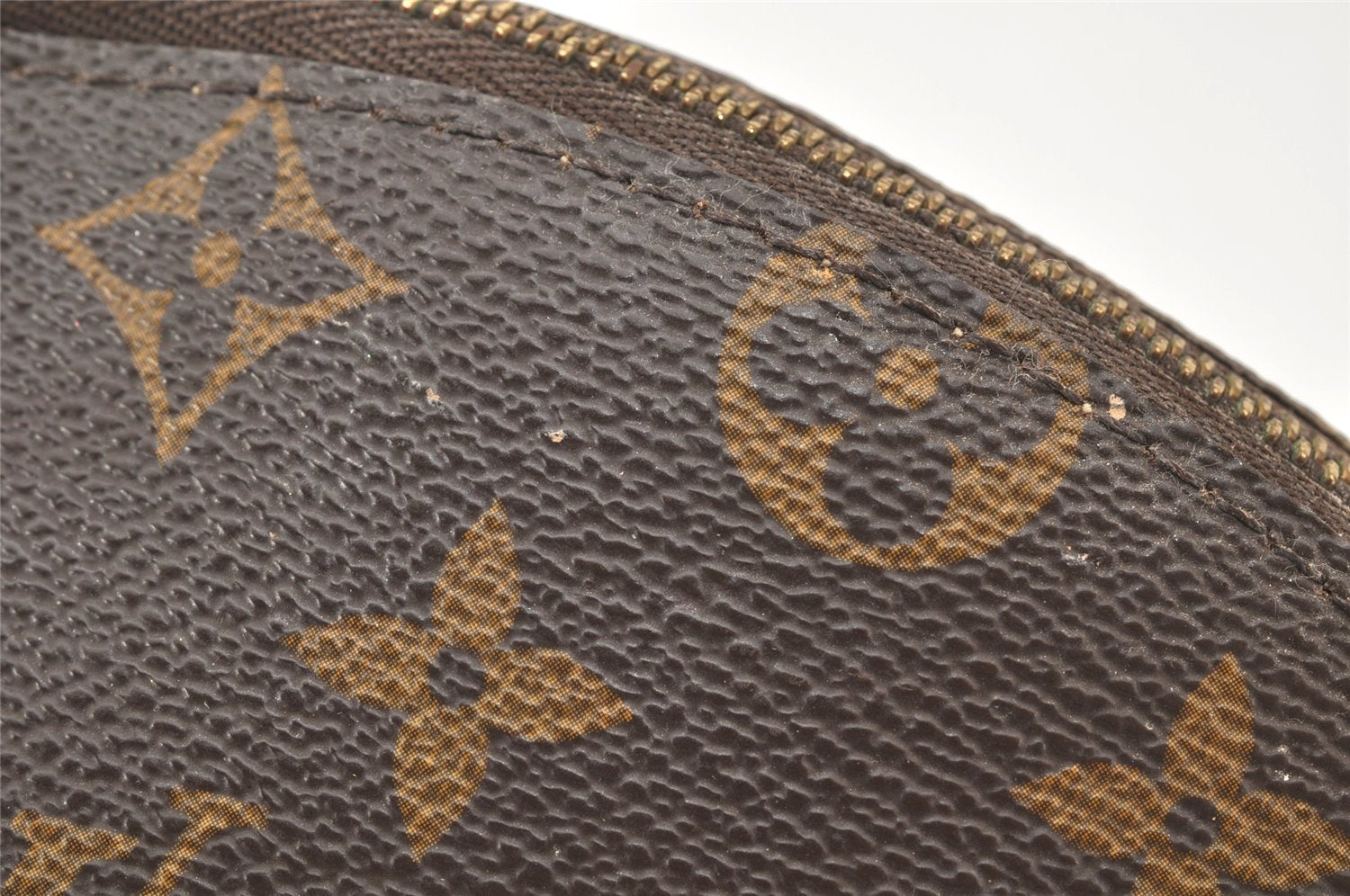 Auth Louis Vuitton Monogram Trousse Demi Ronde 23 Cosmetic Pouch LV Junk 4037K