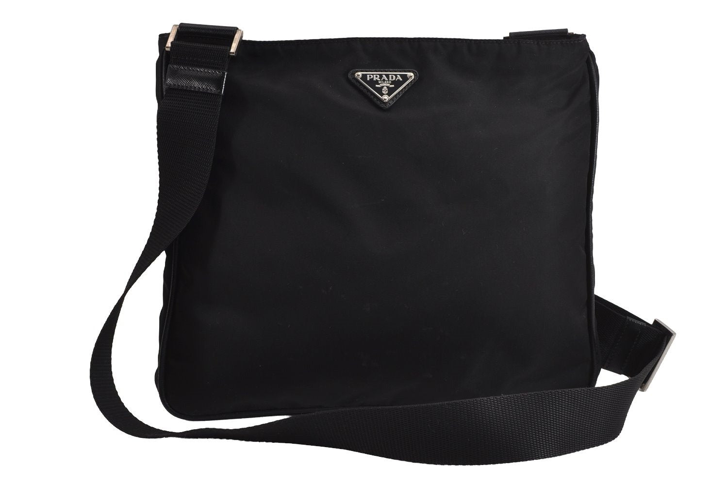 Authentic PRADA Nylon Tessuto Leather Shoulder Cross Body Bag Purse Black 4038J