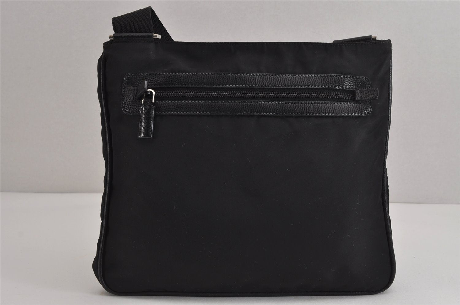 Authentic PRADA Nylon Tessuto Leather Shoulder Cross Body Bag Purse Black 4038J