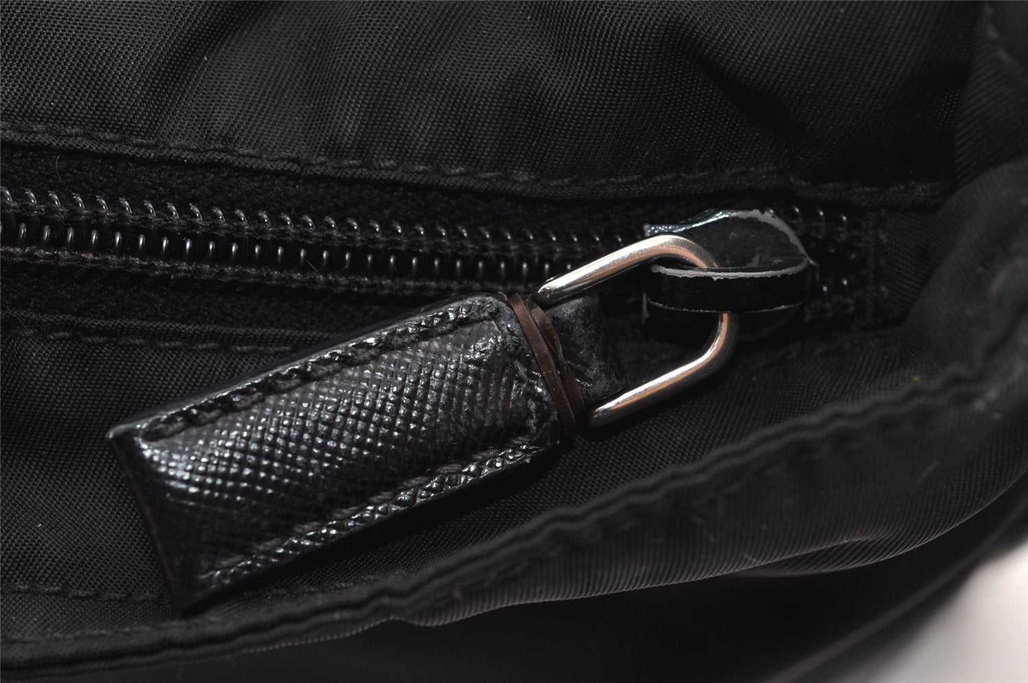 Authentic PRADA Nylon Tessuto Leather Shoulder Cross Body Bag Purse Black 4038J