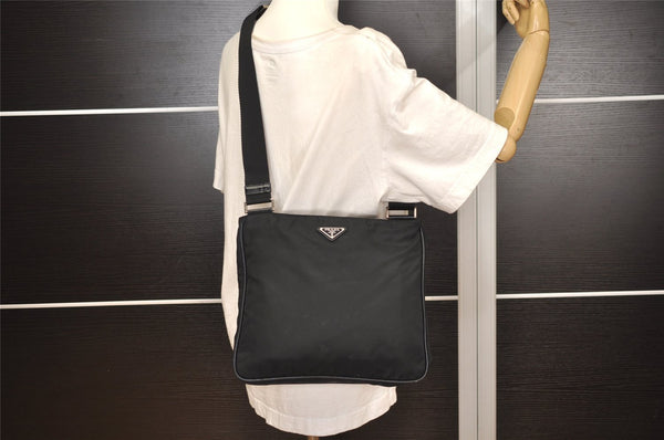Authentic PRADA Nylon Tessuto Leather Shoulder Cross Body Bag Purse Black 4038J