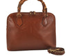 Authentic GUCCI Bamboo 2Way Shoulder Hand Bag Purse Leather Brown Junk 4039J
