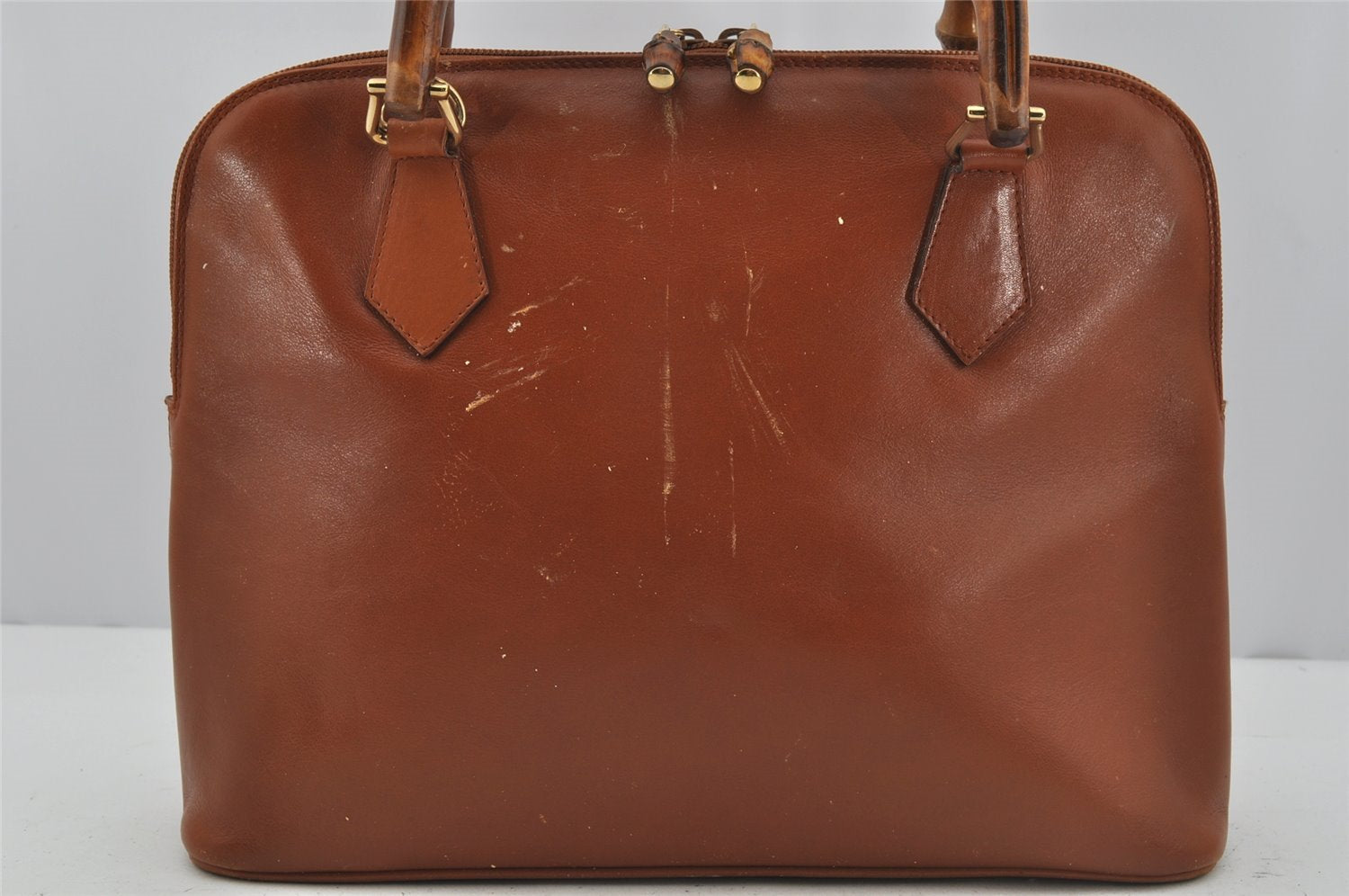 Authentic GUCCI Bamboo 2Way Shoulder Hand Bag Purse Leather Brown Junk 4039J