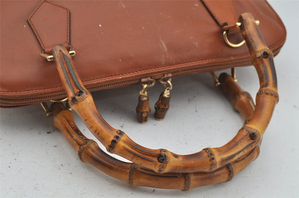 Authentic GUCCI Bamboo 2Way Shoulder Hand Bag Purse Leather Brown Junk 4039J