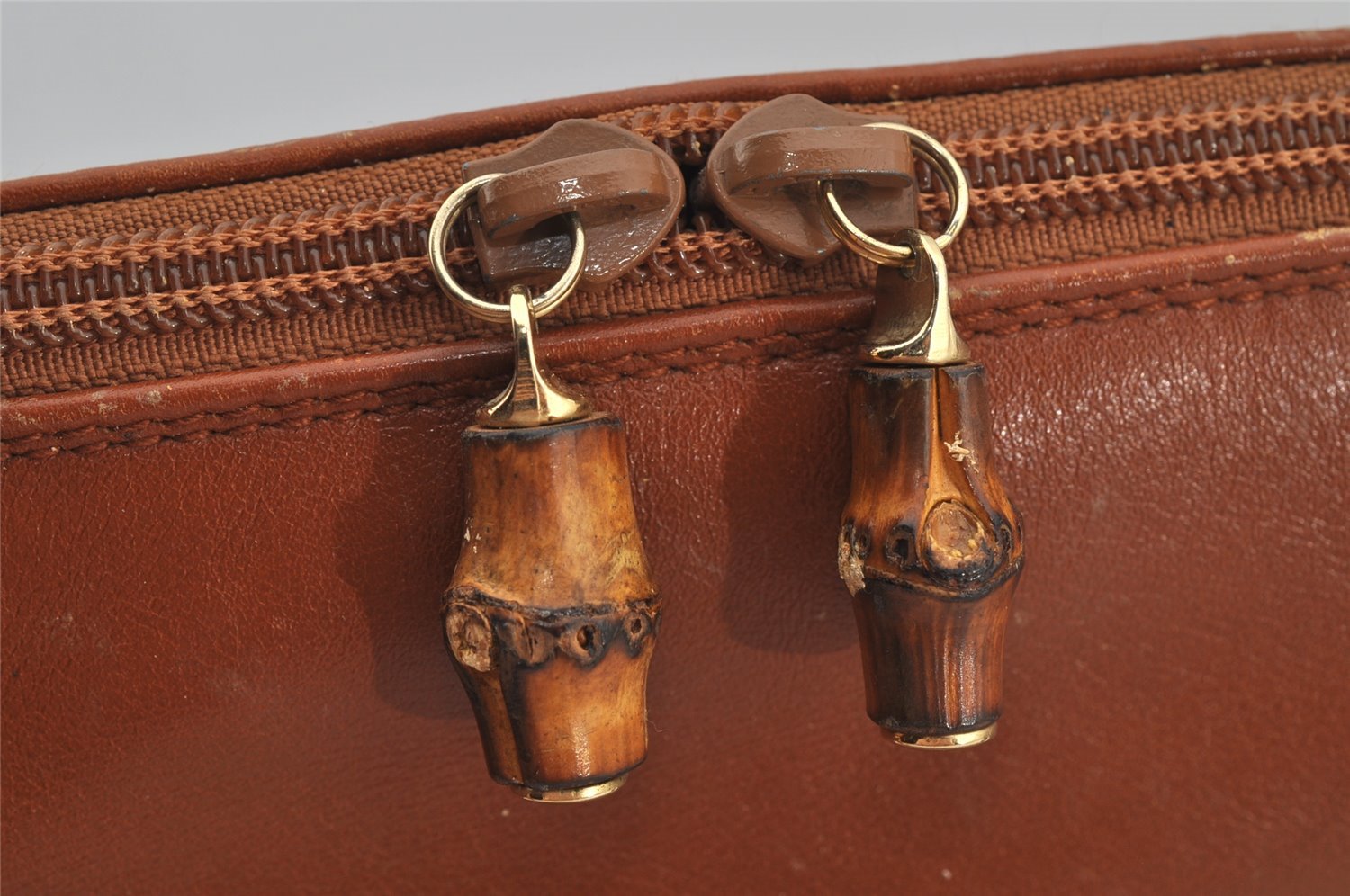 Authentic GUCCI Bamboo 2Way Shoulder Hand Bag Purse Leather Brown Junk 4039J