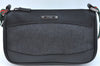 Authentic GUCCI Web Sherry Line Hand Bag Pouch Canvas Leather 92821 Black 4040I