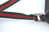 Authentic GUCCI Web Sherry Line Hand Bag Pouch Canvas Leather 92821 Black 4040I