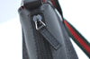 Authentic GUCCI Web Sherry Line Hand Bag Pouch Canvas Leather 92821 Black 4040I
