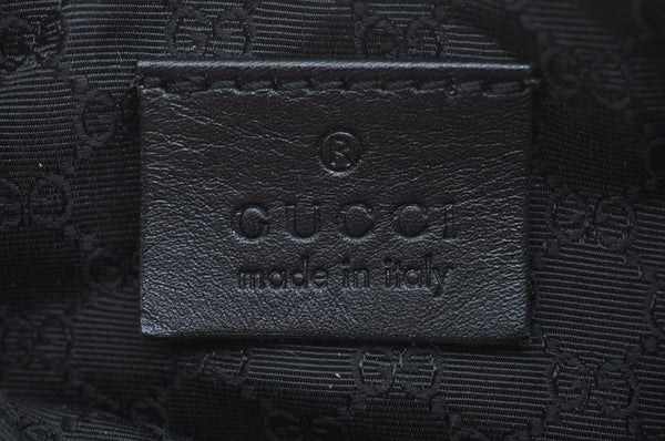 Authentic GUCCI Web Sherry Line Hand Bag Pouch Canvas Leather 92821 Black 4040I