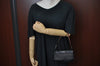 Authentic GUCCI Web Sherry Line Hand Bag Pouch Canvas Leather 92821 Black 4040I