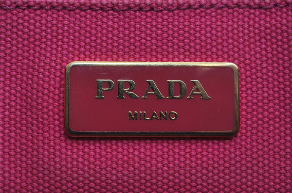 Authentic PRADA Canapa M Vintage Canvas Tote Hand Bag Pink 4042I