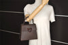 Authentic Salvatore Ferragamo Gancini Rubber Hand Bag Purse Brown 4042J