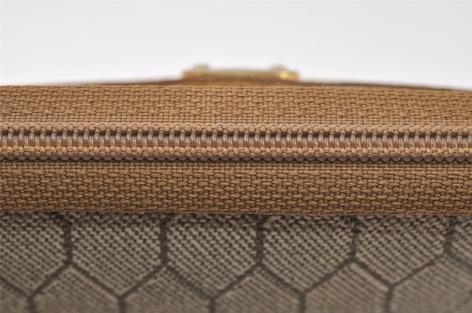Authentic Christian Dior Honeycomb Pouch Purse PVC Leather Brown 4042K