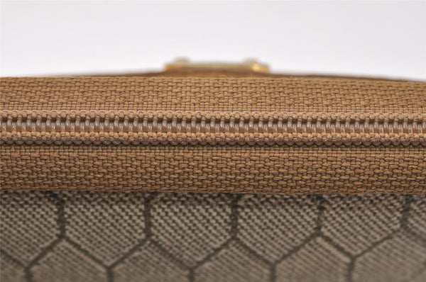Authentic Christian Dior Honeycomb Pouch Purse PVC Leather Brown 4042K