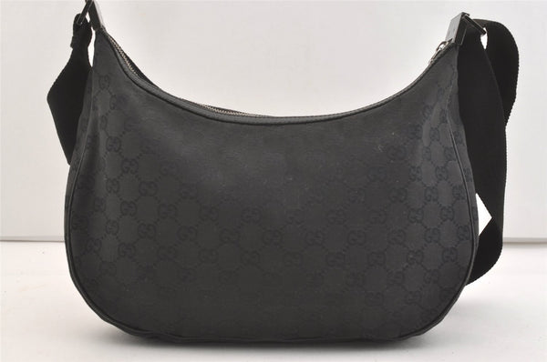 Authentic GUCCI Shoulder Cross Body Bag GG Canvas Leather 122790 Black 4043J