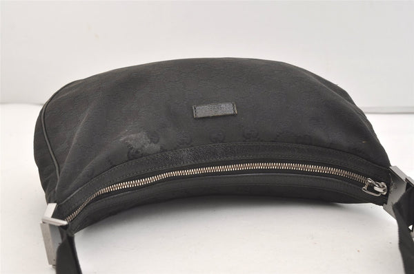 Authentic GUCCI Shoulder Cross Body Bag GG Canvas Leather 122790 Black 4043J